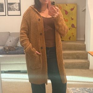 Prana - Cozy Mustard Yellow - Knit Cardigan Button Down Sweater - Oversized